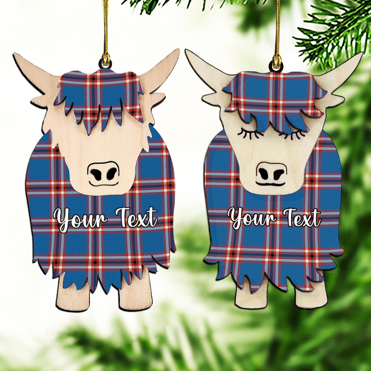 ScotsTee Shop Scottish Laing of Archiestown Ancient Couple Tartan Highland Cow Ornament Acrylic