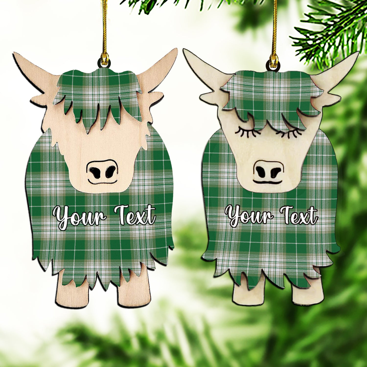 ScotsTee Shop Scottish Kelso Ancient Clan Couple Tartan Highland Cow Ornament Acrylic