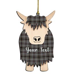 ScotsTee Shop Scottish Southwick Couple Tartan Highland Cow Ornament Acrylic