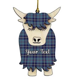 ScotsTee Shop Scottish MacRae of America Couple Tartan Highland Cow Ornament Acrylic