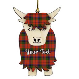 ScotsTee Shop Scottish MacNaughton 1831 Couple Tartan Highland Cow Ornament Acrylic