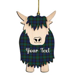 ScotsTee Shop Scottish Hogarth of Firhill 2 Couple Tartan Highland Cow Ornament Acrylic