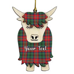 ScotsTee Shop Scottish McCulloch Modern Couple Tartan Highland Cow Ornament Acrylic