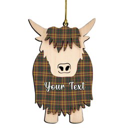 ScotsTee Shop Scottish Jacobite 1850 Couple Tartan Highland Cow Ornament Acrylic