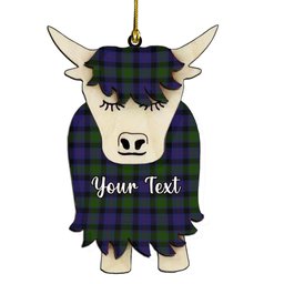 ScotsTee Shop Scottish MacTaggart Couple Tartan Highland Cow Ornament Acrylic