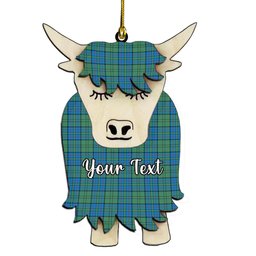 ScotsTee Shop Scottish Lockhart Ancient Couple Tartan Highland Cow Ornament Acrylic