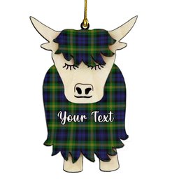 ScotsTee Shop Scottish Gordon of Esselmont Couple Tartan Highland Cow Ornament Acrylic