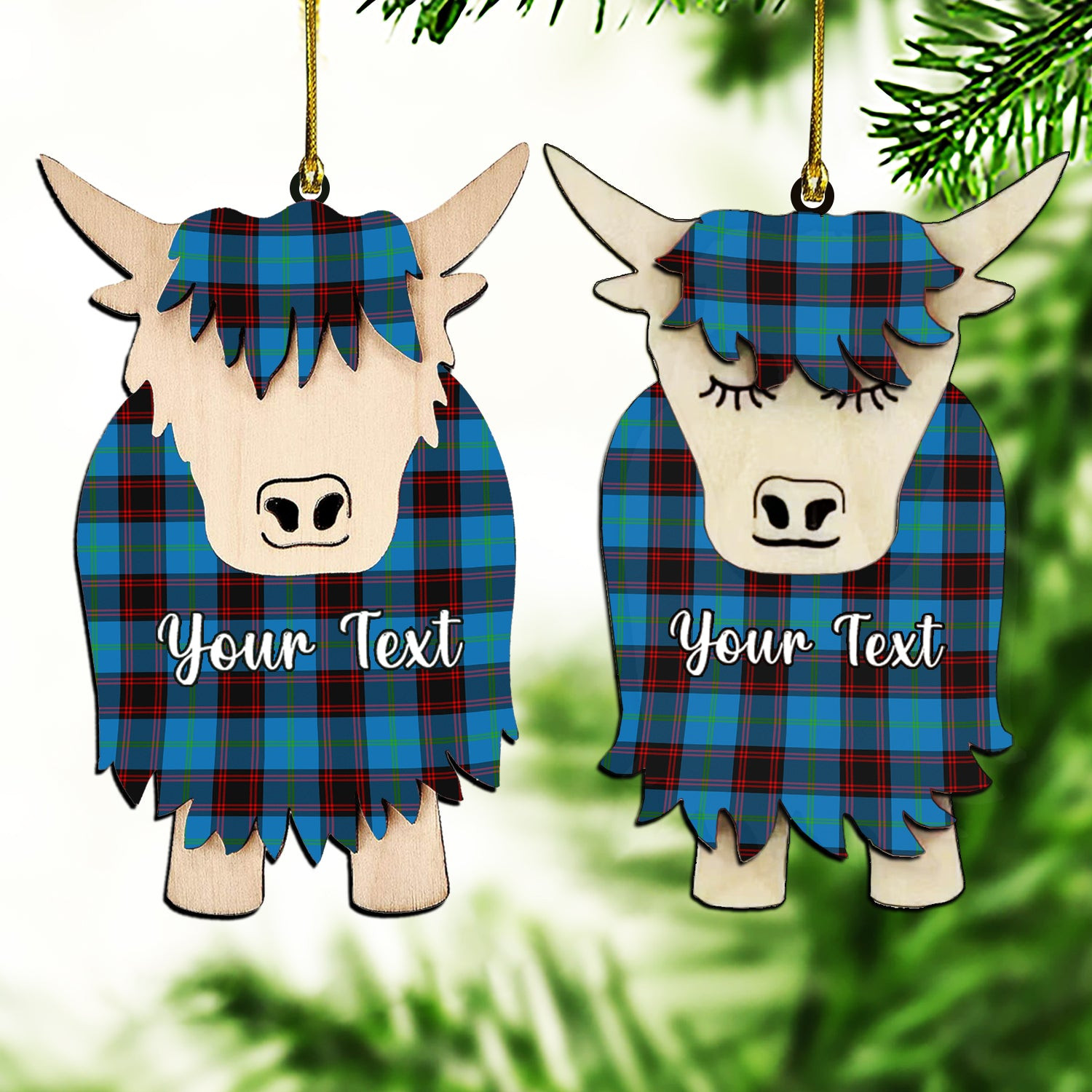 ScotsTee Shop Scottish Home Ancient Couple Tartan Highland Cow Ornament Acrylic