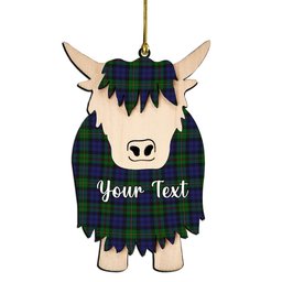 ScotsTee Shop Scottish MacEwan Couple Tartan Highland Cow Ornament Acrylic