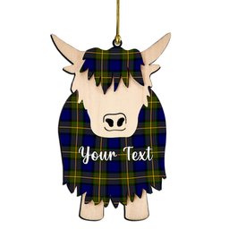 ScotsTee Shop Scottish Muir Couple Tartan Highland Cow Ornament Acrylic