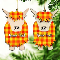 ScotsTee Shop Scottish MacMillan Couple Tartan Highland Cow Ornament Acrylic