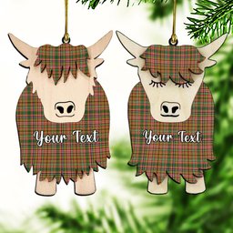 ScotsTee Shop Scottish Ogilvie (Ogilvy) of Strathallan Ancient Couple Tartan Highland Cow Ornament Acrylic