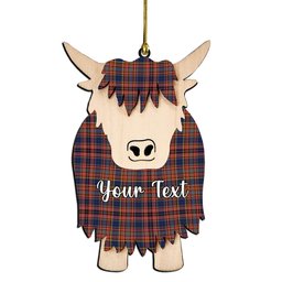 ScotsTee Shop Scottish Ogilvie 6 Couple Tartan Highland Cow Ornament Acrylic