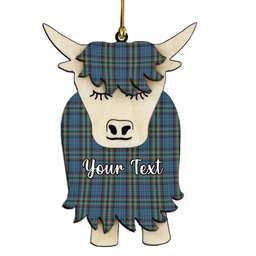 ScotsTee Shop Scottish Ralston UK Couple Tartan Highland Cow Ornament Acrylic