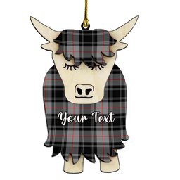 ScotsTee Shop Scottish Moffat Modern SC Couple Tartan Highland Cow Ornament Acrylic