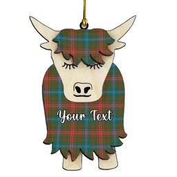 ScotsTee Shop Scottish Wilson Janet Ancient Clan Couple Tartan Highland Cow Ornament Acrylic