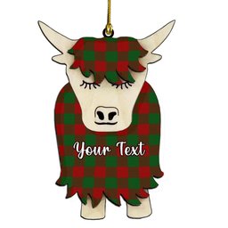 ScotsTee Shop Scottish Moncrieff Couple Tartan Highland Cow Ornament Acrylic