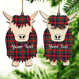 ScotsTee Shop Scottish MacGowan Modern Couple Tartan Highland Cow Ornament Acrylic