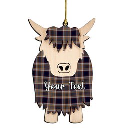 ScotsTee Shop Scottish Stewart Navy Couple Tartan Highland Cow Ornament Acrylic