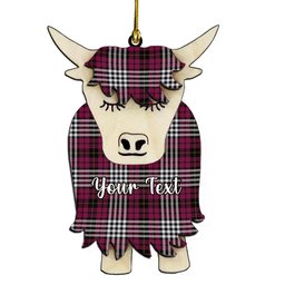 ScotsTee Shop Scottish Little of Morton Rigg Modern Couple Tartan Highland Cow Ornament Acrylic