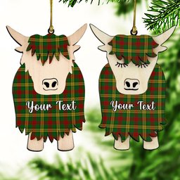 ScotsTee Shop Scottish McMillan Society of Glasgow Couple Tartan Highland Cow Ornament Acrylic