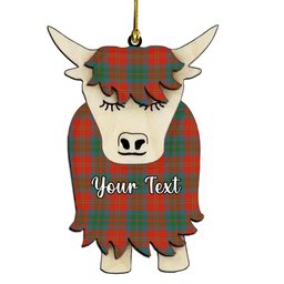 ScotsTee Shop Scottish McPherson of Cluny Ancient Couple Tartan Highland Cow Ornament Acrylic