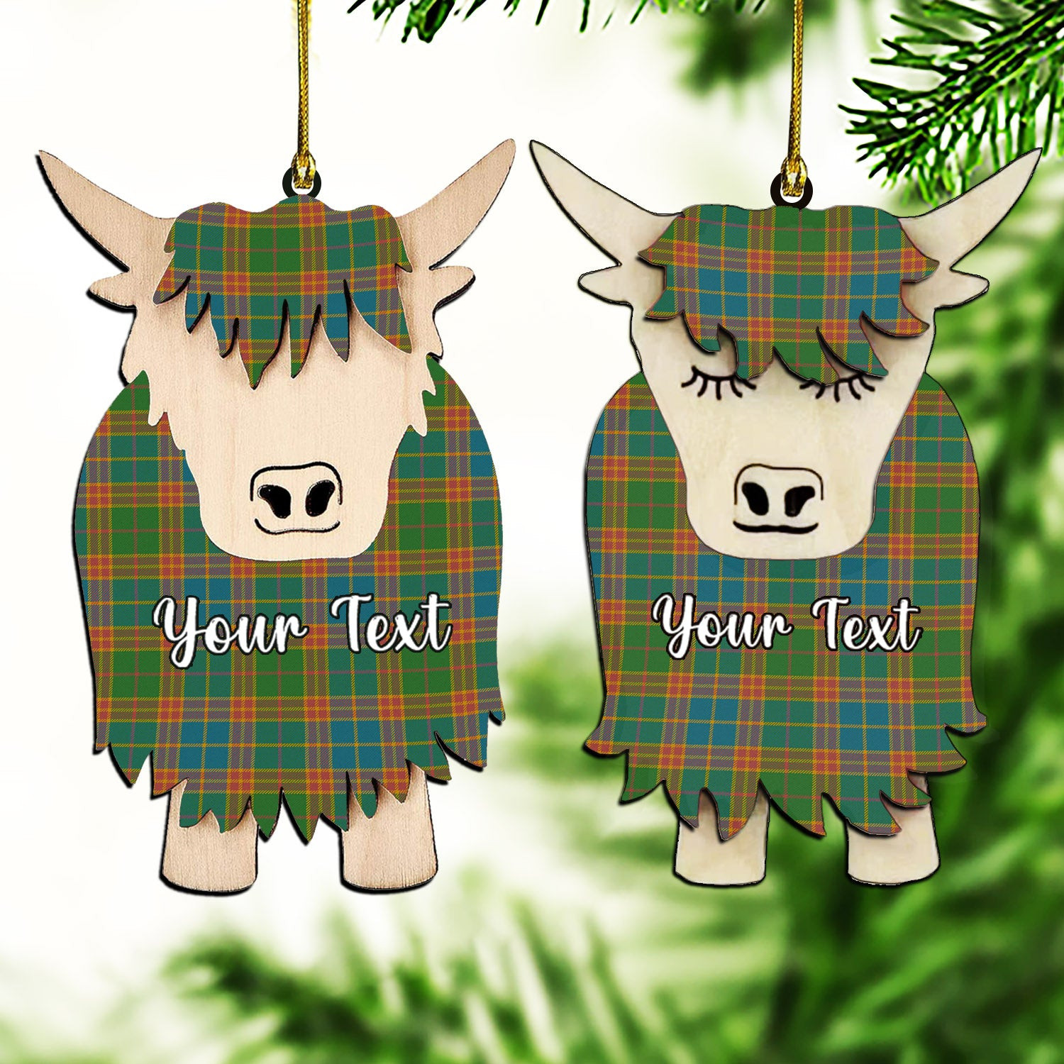 ScotsTee Shop Scottish Stevenson Old Ancient Couple Tartan Highland Cow Ornament Acrylic