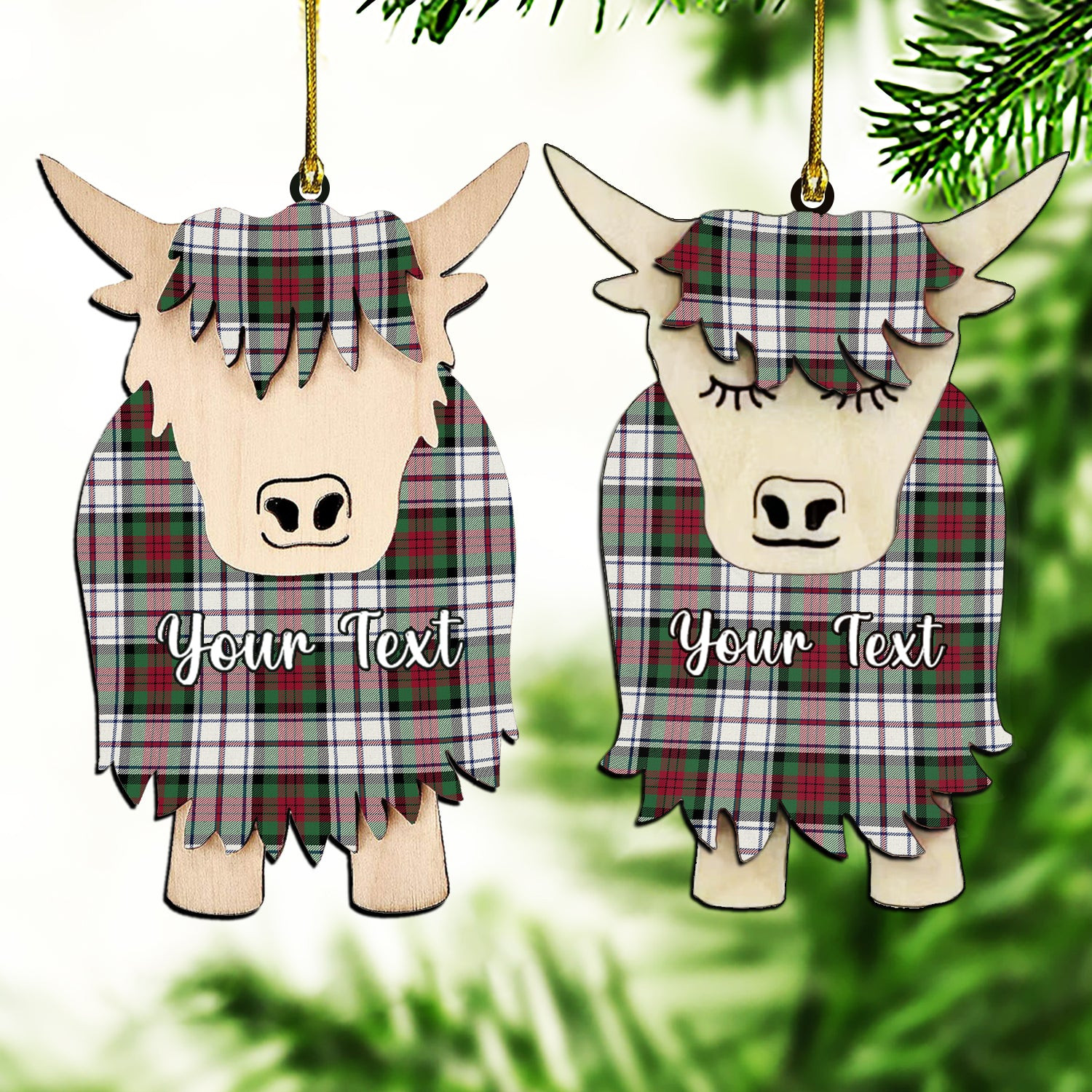 ScotsTee Shop Scottish MacDuff Dress Modern Couple Tartan Highland Cow Ornament Acrylic