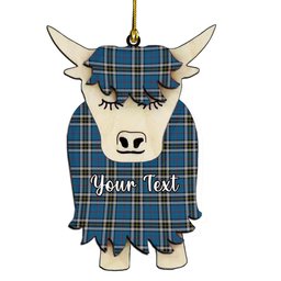 ScotsTee Shop Scottish Thompson Dress Blue Couple Tartan Highland Cow Ornament Acrylic