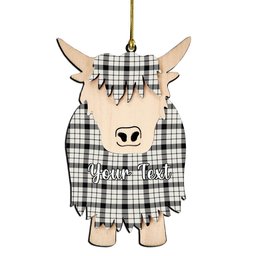 ScotsTee Shop Scottish MacFarlane Black White Modern Couple Tartan Highland Cow Ornament Acrylic