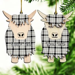 ScotsTee Shop Scottish MacFarlane Black White Modern Couple Tartan Highland Cow Ornament Acrylic