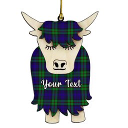 ScotsTee Shop Scottish MacKinlay Modern Couple Tartan Highland Cow Ornament Acrylic