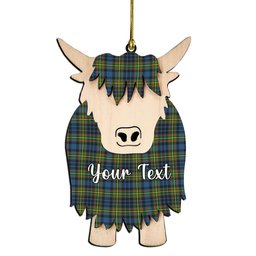 ScotsTee Shop Scottish MacLellan Ancient Couple Tartan Highland Cow Ornament Acrylic