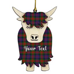 ScotsTee Shop Scottish MacLagan of Glenquiech Couple Tartan Highland Cow Ornament Acrylic