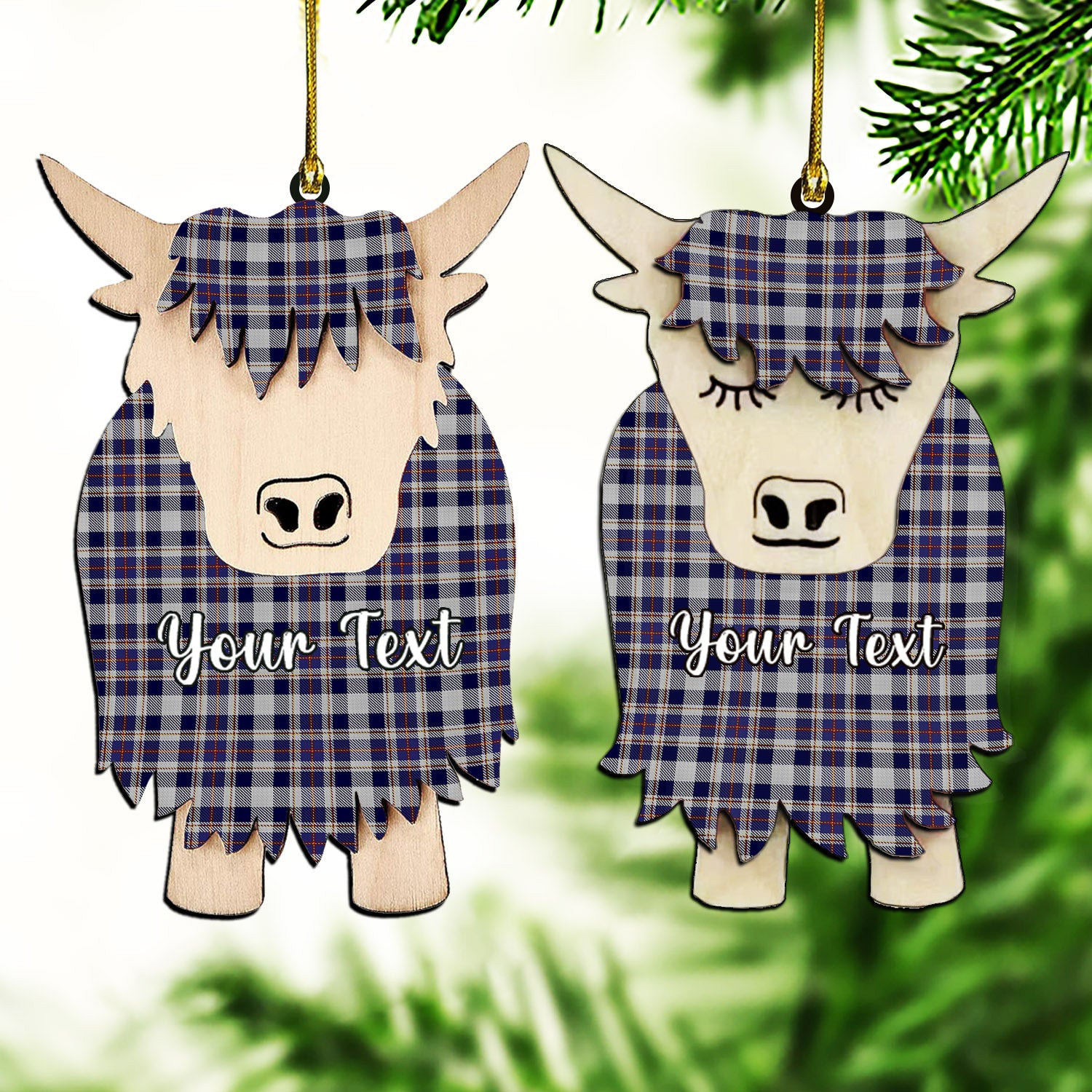 ScotsTee Shop Scottish Rutherford Simon Travis Alan Couple Tartan Highland Cow Ornament Acrylic