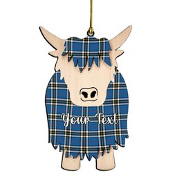 ScotsTee Shop Scottish Thompson Dress Blue Modern Couple Tartan Highland Cow Ornament Acrylic