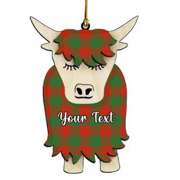 ScotsTee Shop Scottish Moncreiffe Ancient Couple Tartan Highland Cow Ornament Acrylic