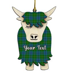 ScotsTee Shop Scottish Johnston Couple Tartan Highland Cow Ornament Acrylic