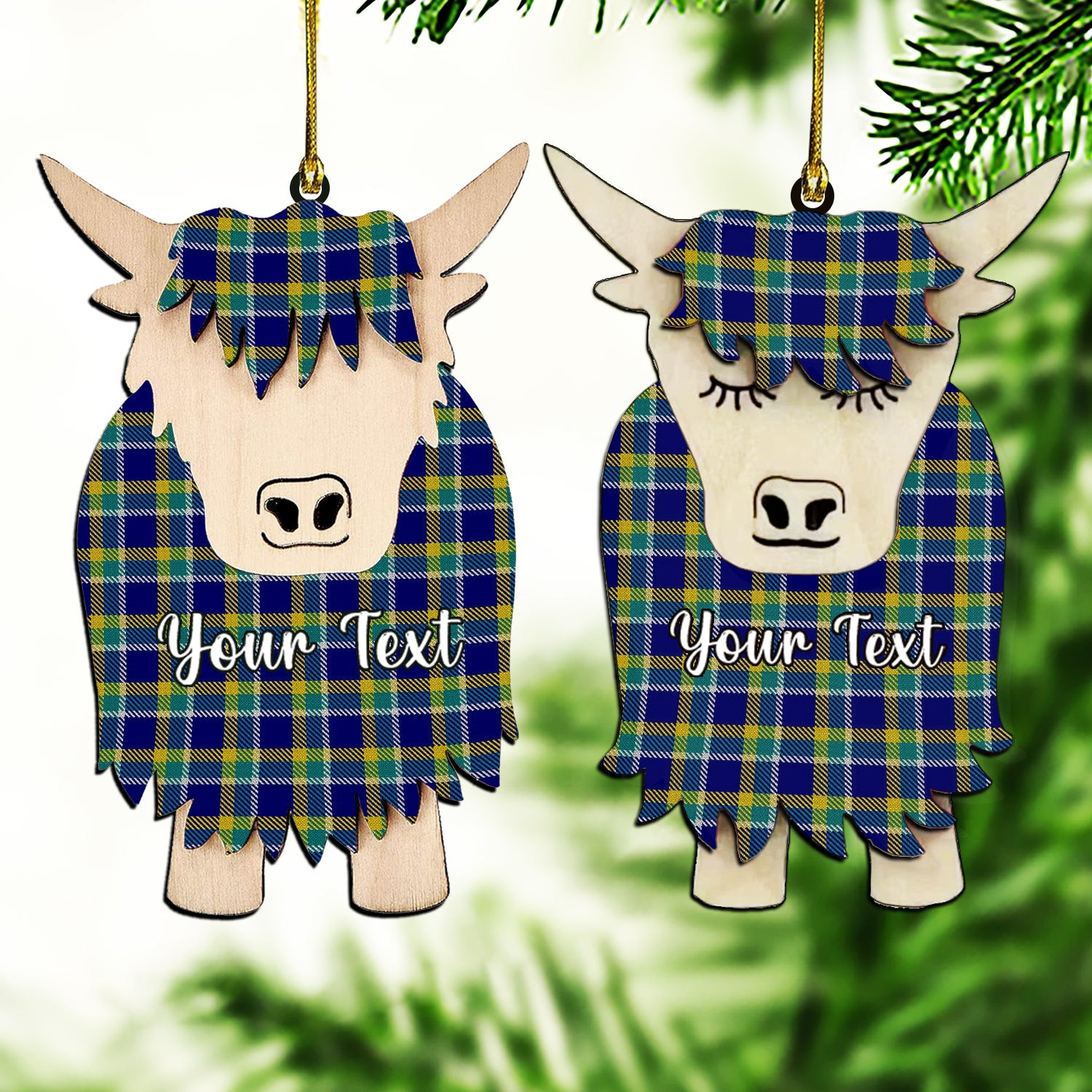 ScotsTee Shop Scottish Johnston Timothy Couple Tartan Highland Cow Ornament Acrylic