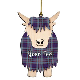 ScotsTee Shop Scottish RCAF Couple Tartan Highland Cow Ornament Acrylic