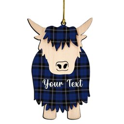 ScotsTee Shop Scottish Ramsay Blue Modern Couple Tartan Highland Cow Ornament Acrylic