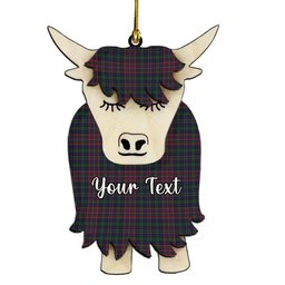 ScotsTee Shop Scottish Jrgensen of Taasingee Couple Tartan Highland Cow Ornament Acrylic
