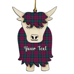 ScotsTee Shop Scottish Lindsay #2 Modern Clan Couple Tartan Highland Cow Ornament Acrylic
