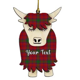ScotsTee Shop Scottish MacLintock 1880 Couple Tartan Highland Cow Ornament Acrylic