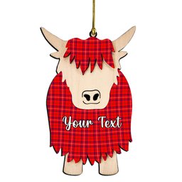 ScotsTee Shop Scottish Rose Modern Couple Tartan Highland Cow Ornament Acrylic