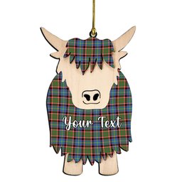 ScotsTee Shop Scottish Glass Couple Tartan Highland Cow Ornament Acrylic