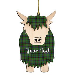 ScotsTee Shop Scottish Stevenson Green Couple Tartan Highland Cow Ornament Acrylic