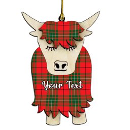 ScotsTee Shop Scottish McAuley Modern Couple Tartan Highland Cow Ornament Acrylic