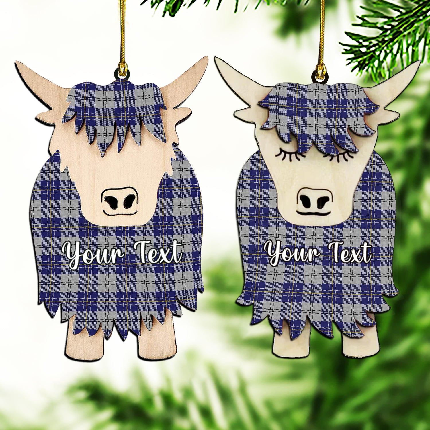 ScotsTee Shop Scottish MacPherson Dress Blue Couple Tartan Highland Cow Ornament Acrylic