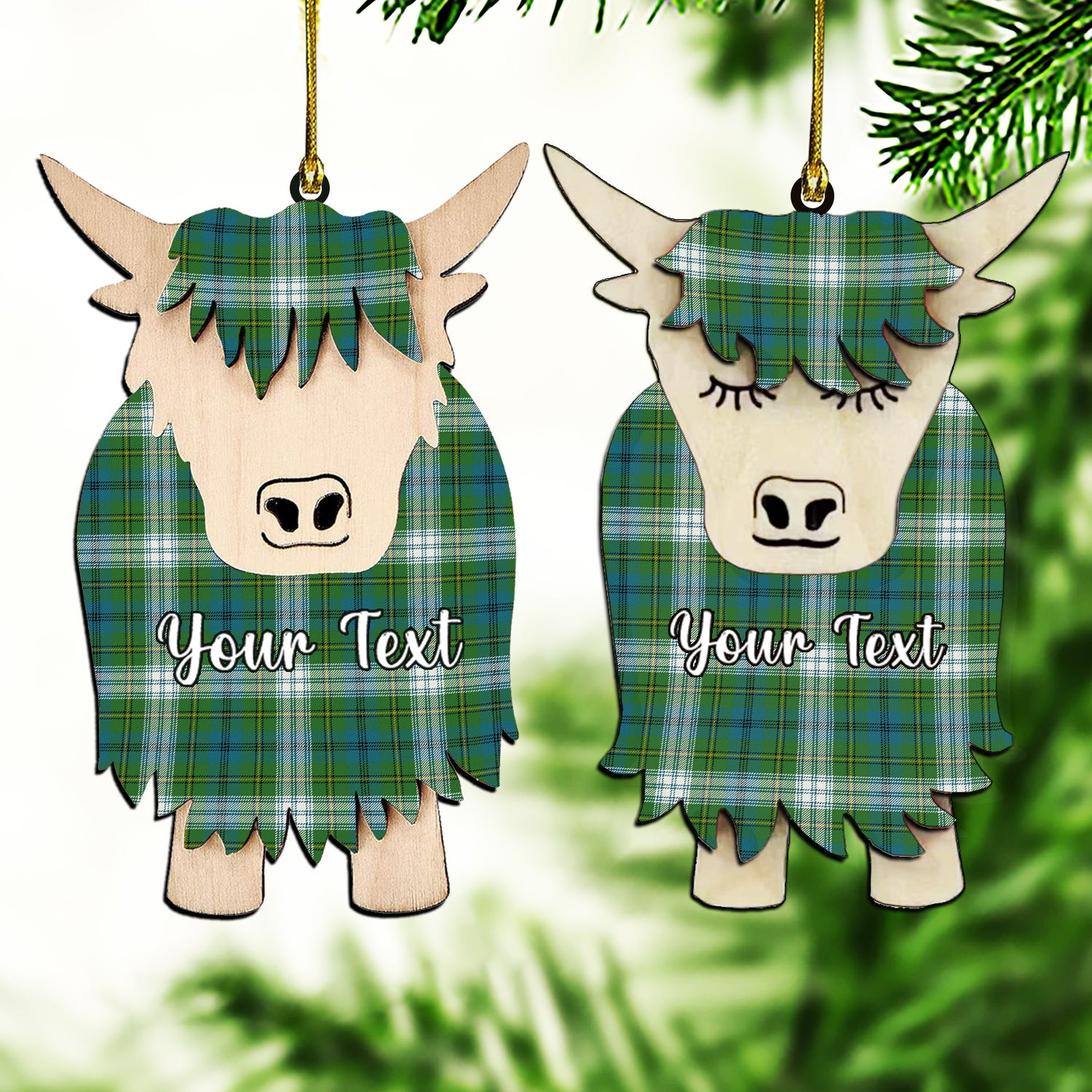 ScotsTee Shop Scottish Johnston Dress Ancient Couple Tartan Highland Cow Ornament Acrylic